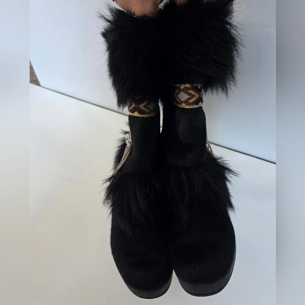 Vintage Tecnica Black Fur Après Ski Boots | Size 6.5- 7 | Made in Italy